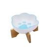 Cute Cat Dog Bowl Ceramic Pet Bowl with Bamboo Stand Cat Paw Shape Pet Drinking Bowl Food Container Cat and Dog Feeding Supplies