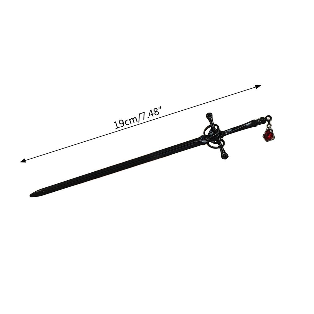 Красивый панк-рубиновый кулон-меч, шпилька для волос, головной убор, палочка для волос с кисточками, аксессуары для волос для маскарадов