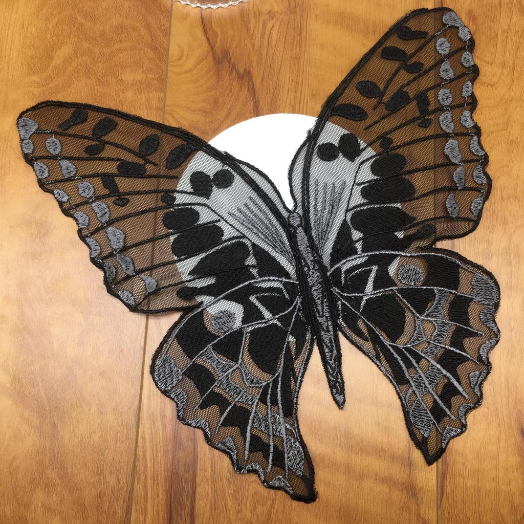1Pc Black Embroidery Butterfly Patch for Elegant Wedding Dress Lace Fabric DIY Applique Accessories Fashion Stickers for Clothes