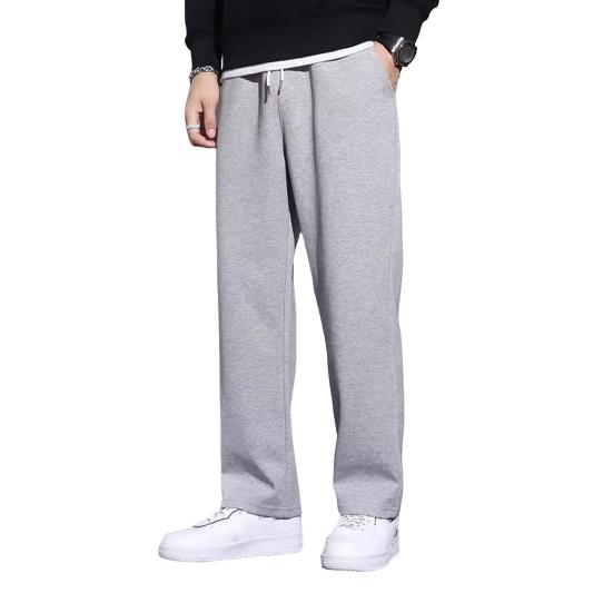 Мужские брюки весна-осень с боковыми карманами, эластичным поясом на шнурке, широкие штанины