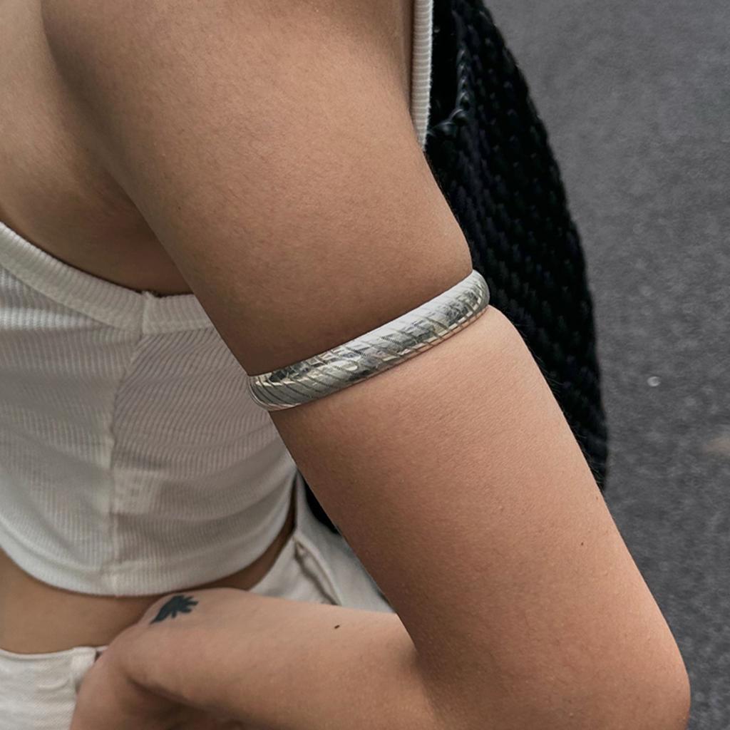 SHIXIN Trendy Geometric Circular Wide Bangle for Women Punk Silver Color Metal Charm Bracelet Arm Bangle Personalized Jewelry