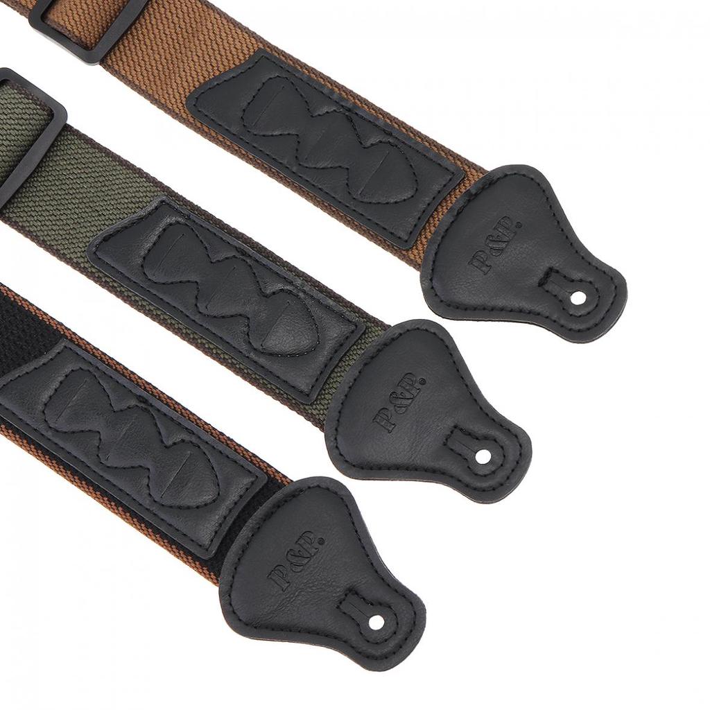 Adjustable Pure Cotton Guitar Strap for Acoustic Electric Bass Guitar with Plectrums Pockets