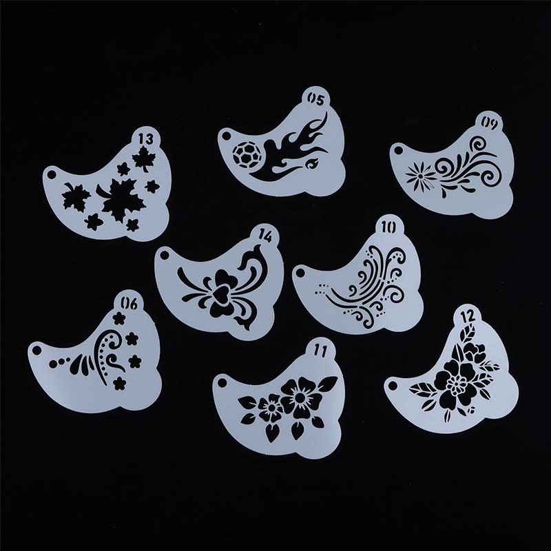 16Pcs Face Painting Tattoo Stencil Diy Hand Drawn Spray Painting Eyebrow Tattoo Template Dance Party Makeup Tools Beauty Sticker