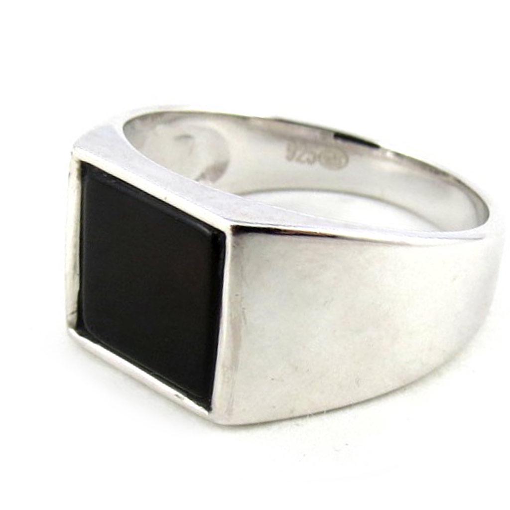 Men's Silver Ring 'King' Onyx (rhodium) - 10x10 Mm