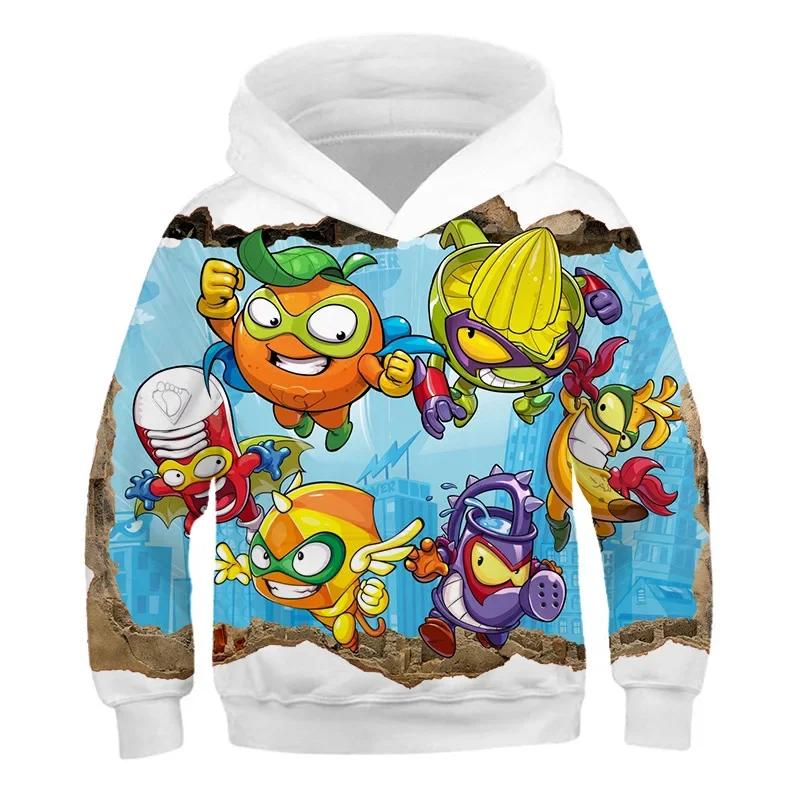 Дети Super Zings Красные повседневные толстовки с капюшоном для мальчиков и девочек с мультяшным принтом Пуловеры Весна Осень Дети Аниме Игра Superzings Толстовка