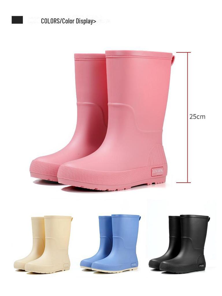 Morandi Color Women's Mid-Tube Non-Slip Rain Boots - Fashionable Classic Outdoor Rubber Shoes