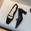 Fashion 2024 Ladies Shoes Mary Janes Women's High Heel Fashion Dress Pumps Women Square Toe High Chunky Heel Buckle Strap Shoes Women