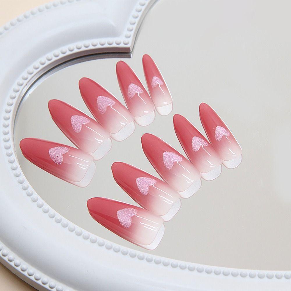 24/30PCS Cat Eye Gradient False Nail Flower Butterfly Love Nail Tips Press on Nails  for Women Girl