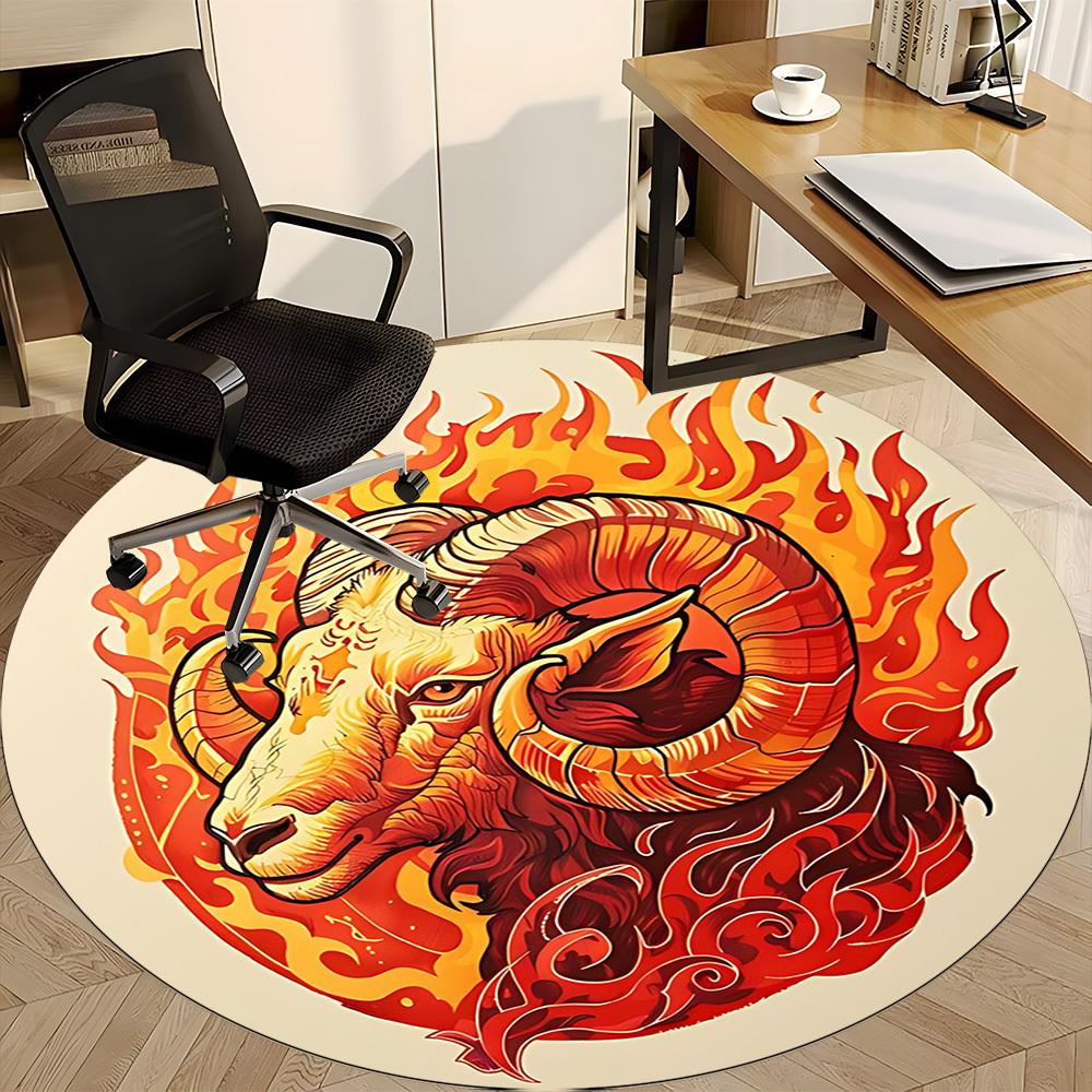 1 шт. Круглый ковер Ram Flames для офиса, Коврик подходит для офиса, Под офисные стулья, Спальни, Гостиной, Домашнего декора, Декора комнаты