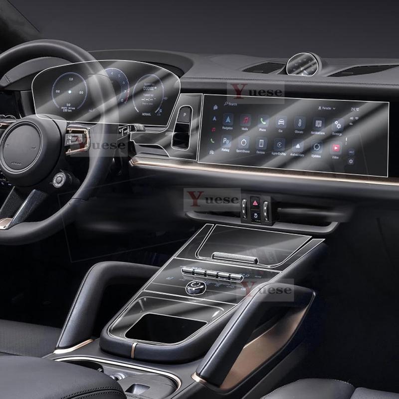 Для Porsche Cayenne Turbo GT 2024-2025 Автомобильный интерьер Центральная консоль Прозрачная защитная пленка из ТПУ Антицарапающая наклейка