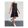 Women's Black Daisy Pattern Sleeveless Skirt Ruffle Dress Arm-22y001123