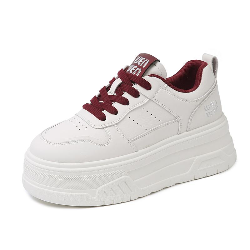 Fashion Women's White PU Leather Platform Sneakers Thick Bottom Non Slip Sports Running Shoes for Women 2025 Fashion Zapatillas De Mujer