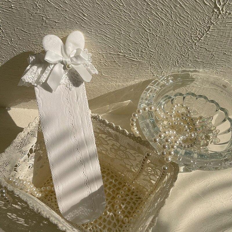 Корейские модные носки принцессы в стиле Лолиты, детские кружевные носки с рюшами, высококачественные носки с бантом и средней трубкой для девочек, детские носки, леггинсы