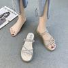 Two Wear Soft-soled Rhinestone Sandals 2025 New Spring and Summer Versatile Internet Celebrity Shoes Flat Elastic Band Roman Shoes