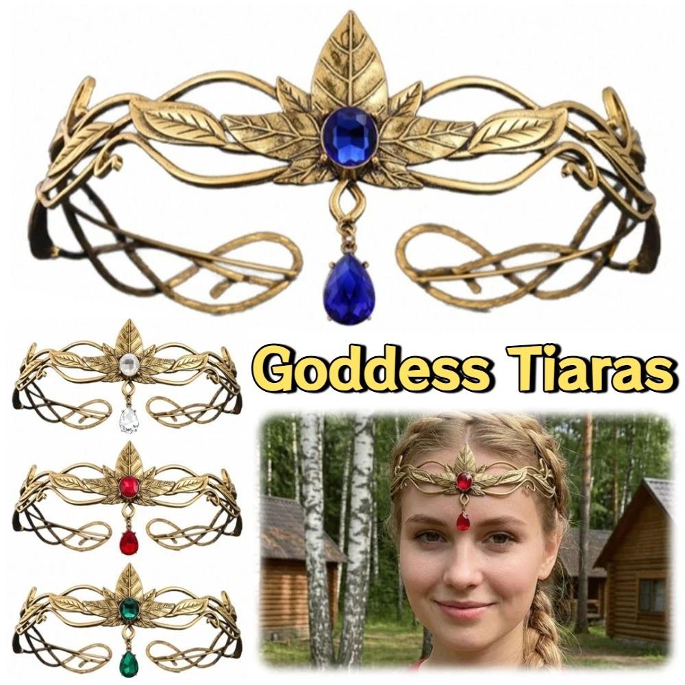 Vintage Goddess Tiaras Elegant Zinc Zinc Alloy Rhinestone Headdress King Round Elves Crown Photoshoot