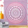 BLESS INTERNATIONAL Индийская традиционная мандала хиппи настенное украшение, хлопковый гобелен омбре покрывало в стиле бохо (Розовый/Белый)