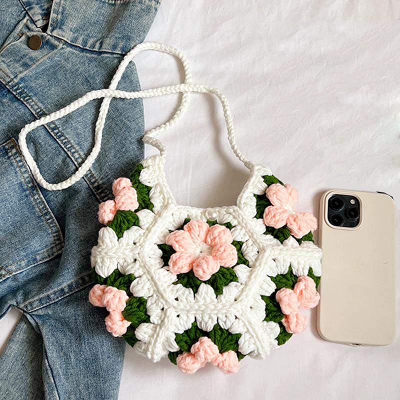 Сумка на плечо ручной работы с цветочным узором для женщин, милая стильная модная сумка в форме полумесяца для путешествий в отпуске