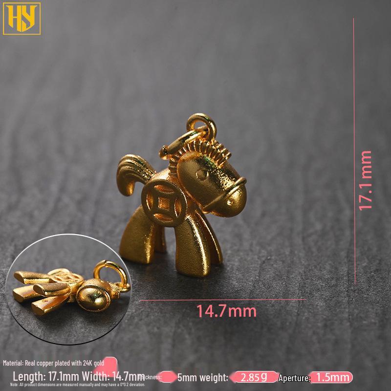 Позолоченный чистой медью кулон-шарм 'Единорог Года Лошади' для изготовления украшений своими руками