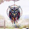 Colorful 2D Metal Owl Wind Spinner Vibrant Garden Patio Decor Outdoor Hanging Ornament for Thanksgiving Christmas Easy to Install No Power Needed