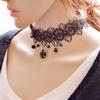 Fashion Gothic Black Lace Retro Choker Collar Flower Pendant Necklace Jewelry