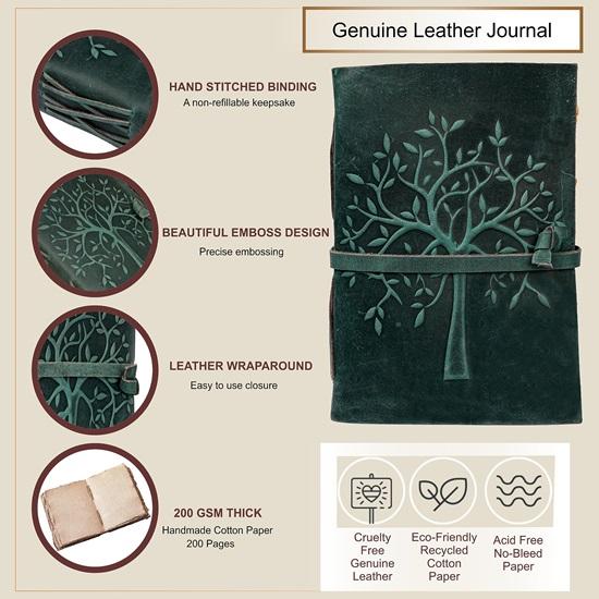 Журнал «Дерево жизни» Кожаный ежедневник ручной работы с неровным краем Бумажный блокнот Премиум-дневник
