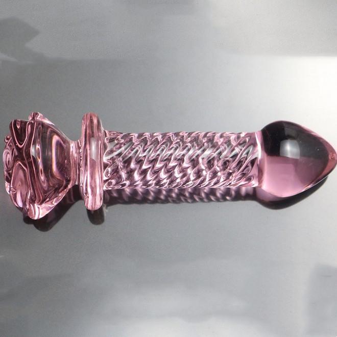 Anal masturbation Glass anal plug pink Four beads pull bead Rose 3.5cm BDSM SM Sex Toys unisex Gay' Anal Expansion Massage Thread