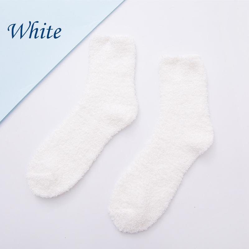 Носки ярких цветов, теплые носки, плюшевые носки, женские носки до середины икры из кораллового флиса, женские носки