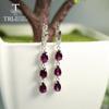 Long Earring with Brazil Rhodolite Garnet Pear 5*8mm 6 Pieces 5ct Natural Gemstone Fine Jewelry 925 Sterling Silver for Women