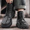 Ботинки мартин мужские одинарные ботинки новые короткие ботинки черные платформа ретро британский стиль узор крокодила мужская обувь