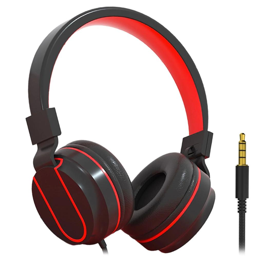 Headphones Wired for School HD Mic Stereo Sound Foldable Headphones for Online Study,3.5mm Jack Wired Cord on-Ear Headset ForPC Phones Tablet Etc