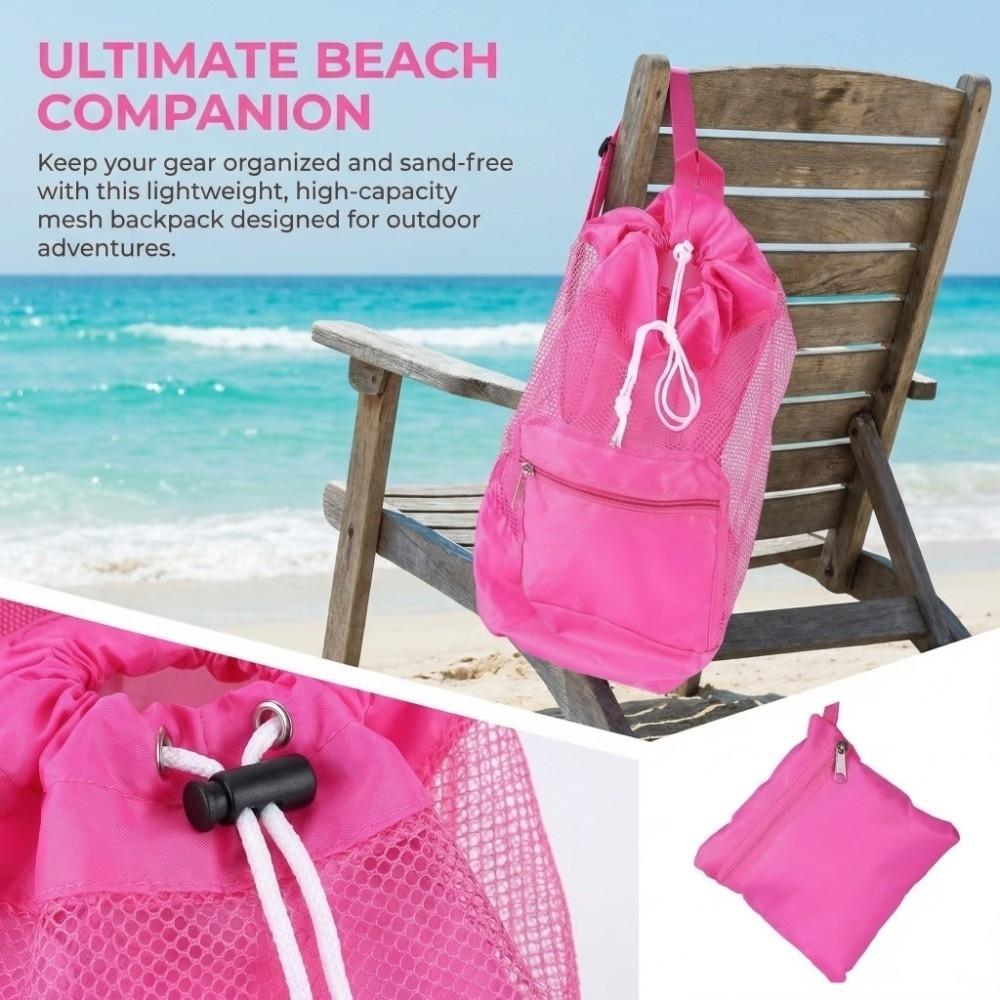 Washable Material Beach Storage Bag Large Mesh Shell Toy Bag Outdoor Beach
