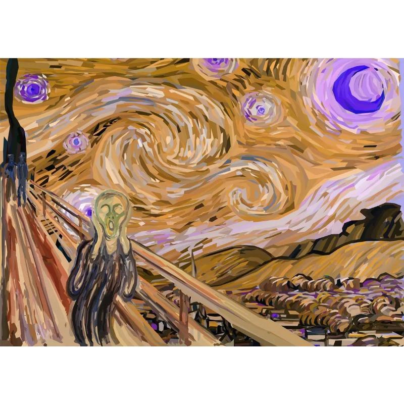 Знаменитая картина на холсте Эдвард Мунк Крик Абстрактные смешные постеры и принты Настенное искусство Картина с кошкой и собакой для спальни Домашний декор