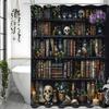 Halloween Witch Bookshelf Potion Books Skull Shower Curtain, Bathroom Decorative Shower Curtain, Waterproof Shower Curtain with