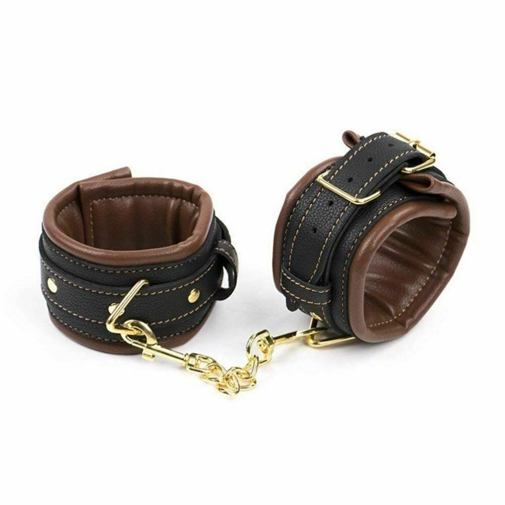 Soft Padded Black Brown Wrist Ankle Cuffs   Restraints Cuffs & Shackles
