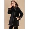 Kobel Women's Elegant Plush Lamb Wool Blend Color-Block Coat