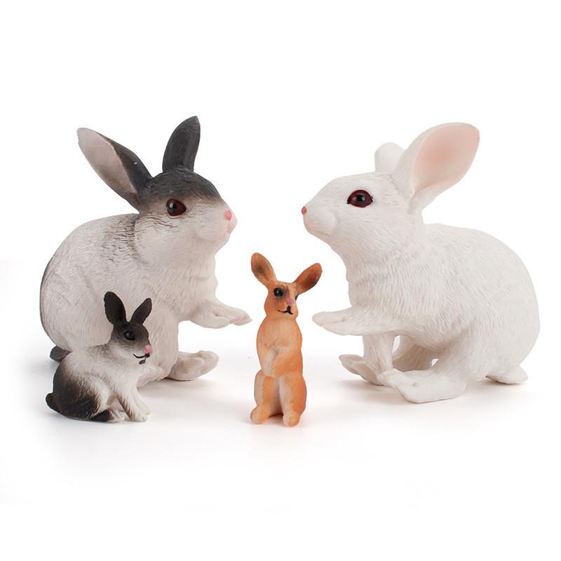 Farm Rabbit Scene Pvc Miniature With Standing And Sitting Rabbits For Micro Landscape Decor