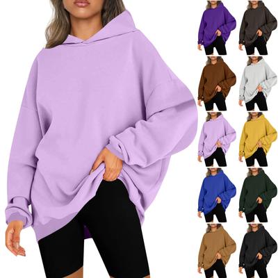 Женские повседневные модные однотонные пуловеры с длинными рукавами, толстовки с капюшоном
