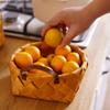 Ручная работа Деревянная плетеная корзина для хранения Кожаная бинауральная корзина для фруктов Корзины для хлеба Поднос для хранения всякой всячины Органайзер для фотосъемки