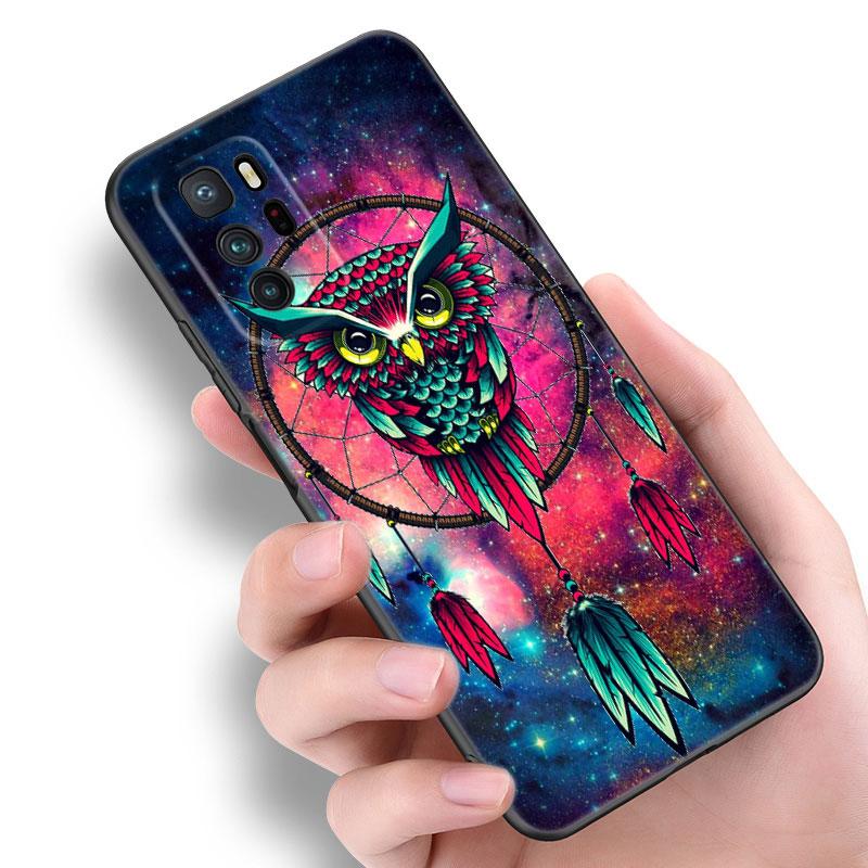 Lovely Animal Owl Black Silicone Phone Case For Xiaomi POCO X3 X4 NFC F5 M3 M4 M6 X5 X6 Pro F3 F4 GT 5G C55 C65 M5