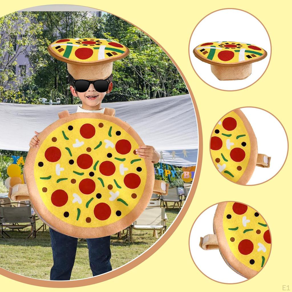 Костюм на Хэллоуин со шляпой и пиццей, смешной мультяшный наряд для праздничной ролевой игры