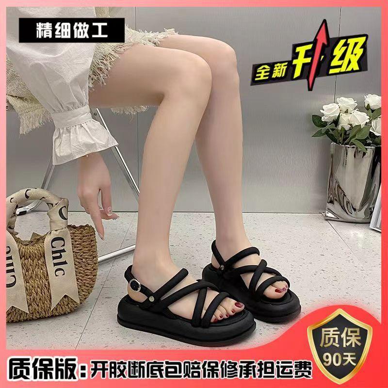 Римские сандалии женские лето 2024 новые универсальные модные ретро маленькие удобные повседневные пляжные туфли на платформе