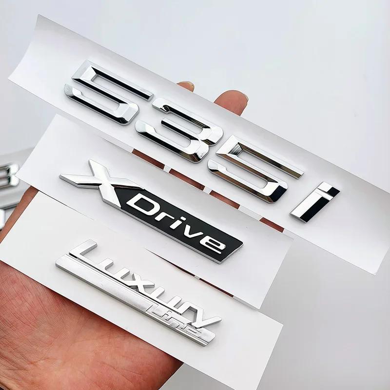 AAAOK1 ABS 3D Chrome Car Trunk Letters 528i 535i 540i Luxury Line Xdrive Emblem Logo Sticker For BMW E60 E34 F10 G30 E39 Accessories