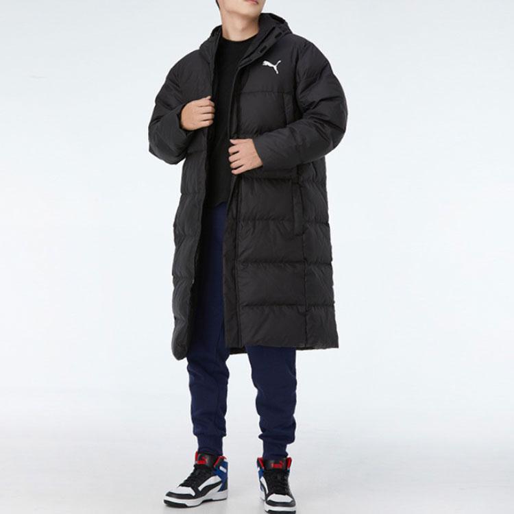 Puma Long Oversized Down Jacket With Logo And Hood Men Outerwear Black 585403-01