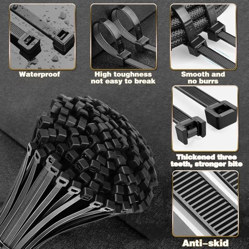 Nylon Zip Ties Self-locking Plastic Ropes Reusable Fasteners Loops Home Hardware Storage Devices Zip Ties Binding Ropes