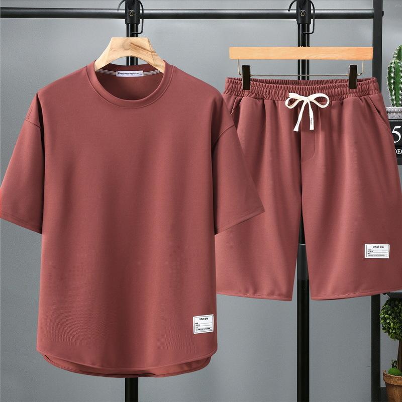 10XL Большой размер Костюм с короткими рукавами Мужской летний тренд Свободные повседневные шорты Футболка Костюм из двух частей Плюс жир для увеличения Универсальный спортивный костюм