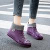 Waterproof PVC Canvas Shoes Women Platform Ankle Rain Boots Fashion Outdoor Rain Shoe Ladies Non Slip Plus Cotton Silicone Boots