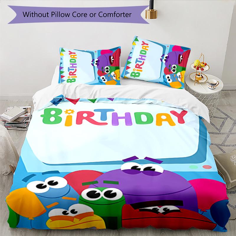 Ask the StoryBots 3pcs Bedding Set Duvet Cover Closure Includes 1 Duvet Cover & 2 Pillowcases for All Seasons Bedroom Home Dorm Decor
