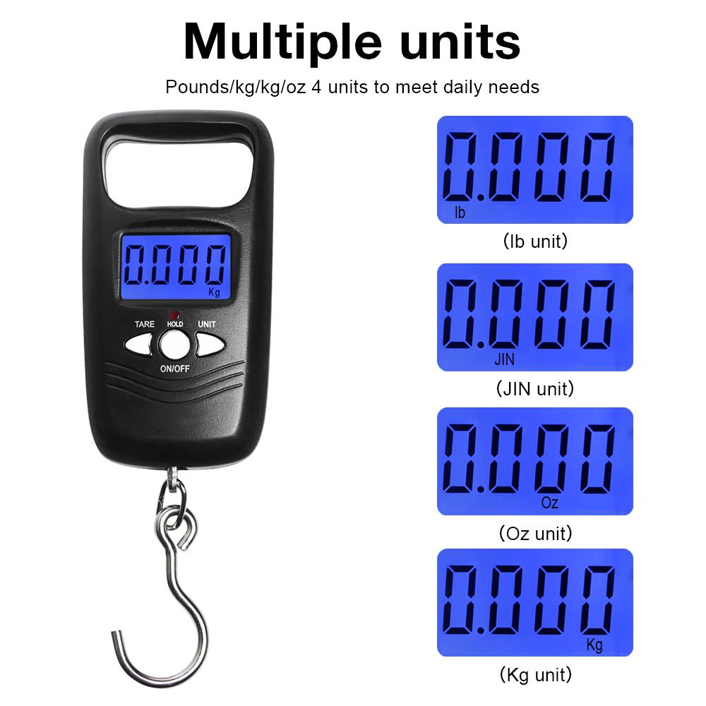 50kg Hanging Digital Pocket Luggage Scale Hook Weight Mini Hanging Scale Portable LCD ABS Hanging Weighting Fishing Hook Balance