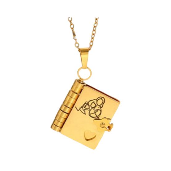 Ожерелье-шарм в виде книги Yousheng для моей внучки, ожерелье-книга, открывающийся шарм-книга с 6 страницами, ожерелье, подарок от бабушки для внучки