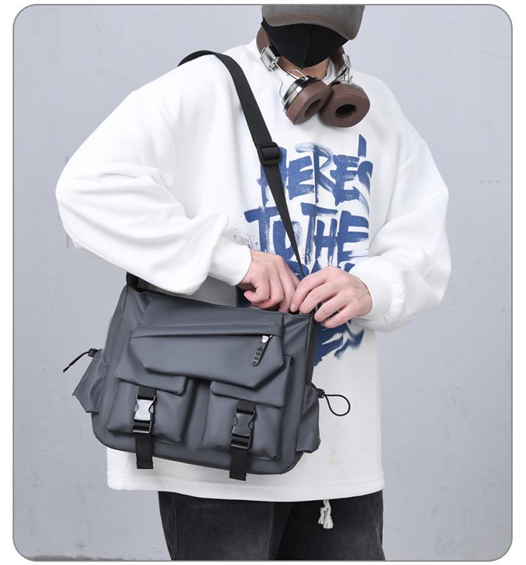 Модная универсальная мужская сумка кроссбоди: Текстура кожи, Рабочий стиль, Большая вместимость